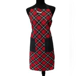 EMERIL LAGASSE Red and Black Plaid Kitchen Apron OSFM